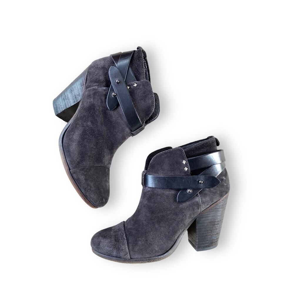 Rag & Bone Boots Harrow Suede Ankle Strap
Booties Sz 7.5-8 Black High Heel Edgy